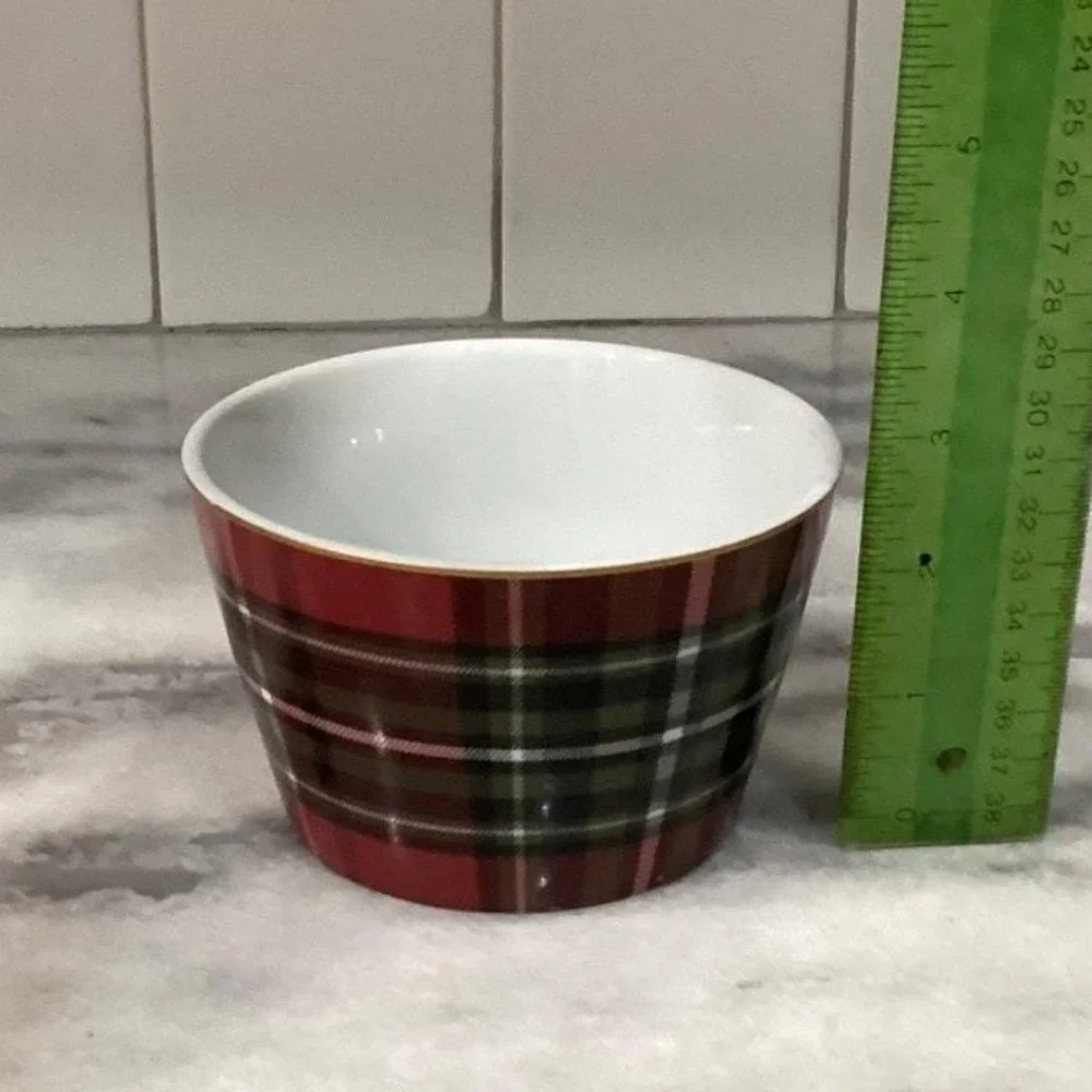 222 Fifth Wexford Dessert Bowls, Set of‎ 4, Red Plaid Design Dinnerware